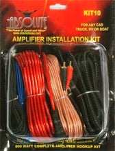 Charger l&#39;image dans la galerie, 2 Absolute  KIT10 10 Gauge 800 Watt Complete Amplifier Hookup Installation Kit for any Car Truck RV ATV Boat