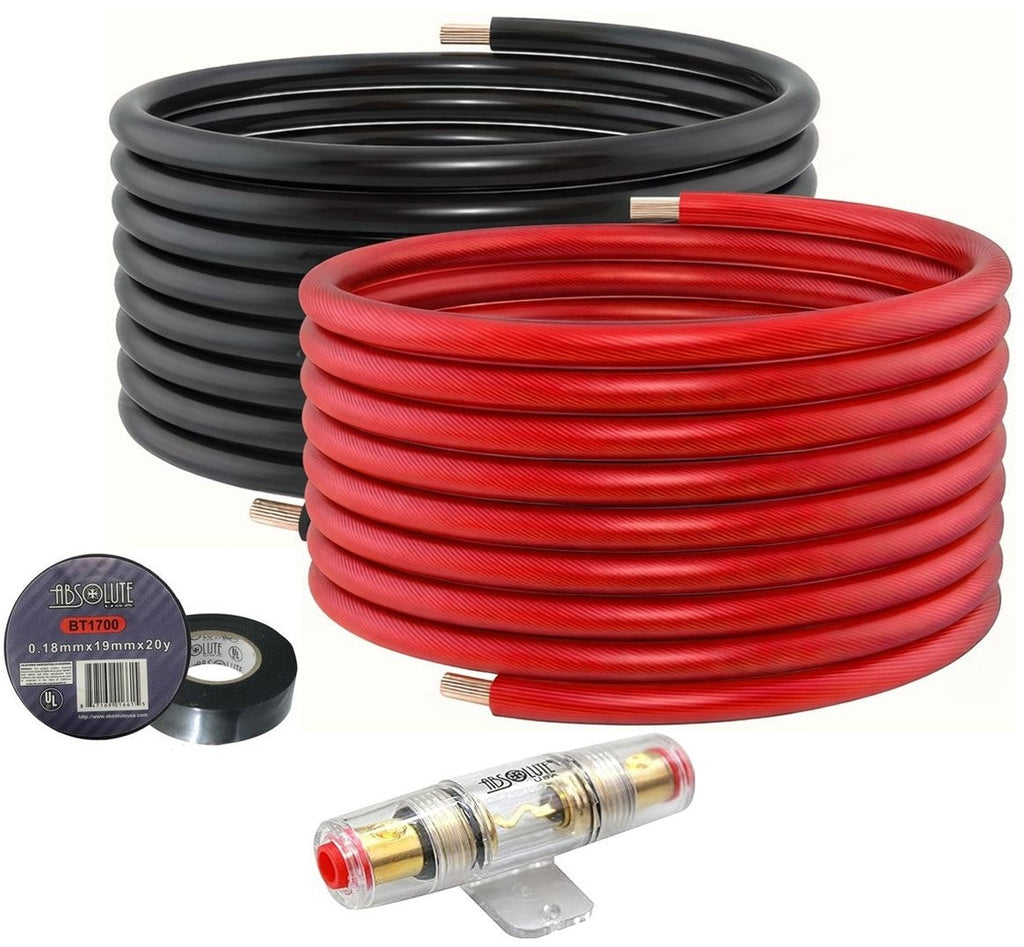 Absolute KIT4-25RBT-AGU 50 Feet 25' Red 25' Black 4 Gauge Power Wire AGU Tape