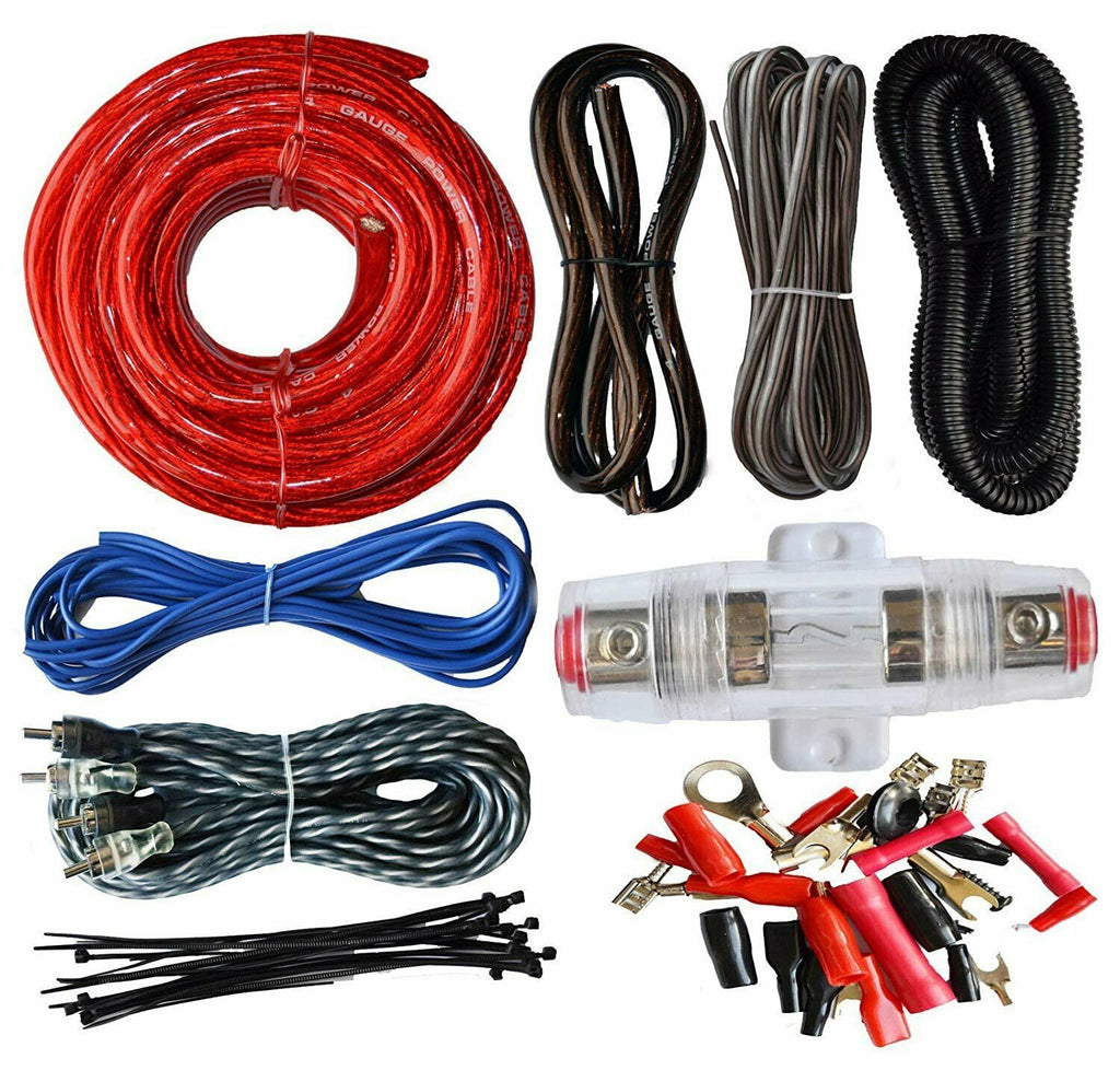 Absolute 2000W KIT-4 Gauge Amp Kit Amplifier Install Wiring Complete 4 Ga Car Wires Red