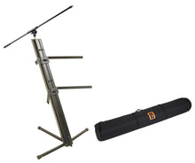Load image into Gallery viewer, MR DJ KSPRO1500B PRO 2-Tier Black Column Keyboard Stand W Mic Boom Arm + Case