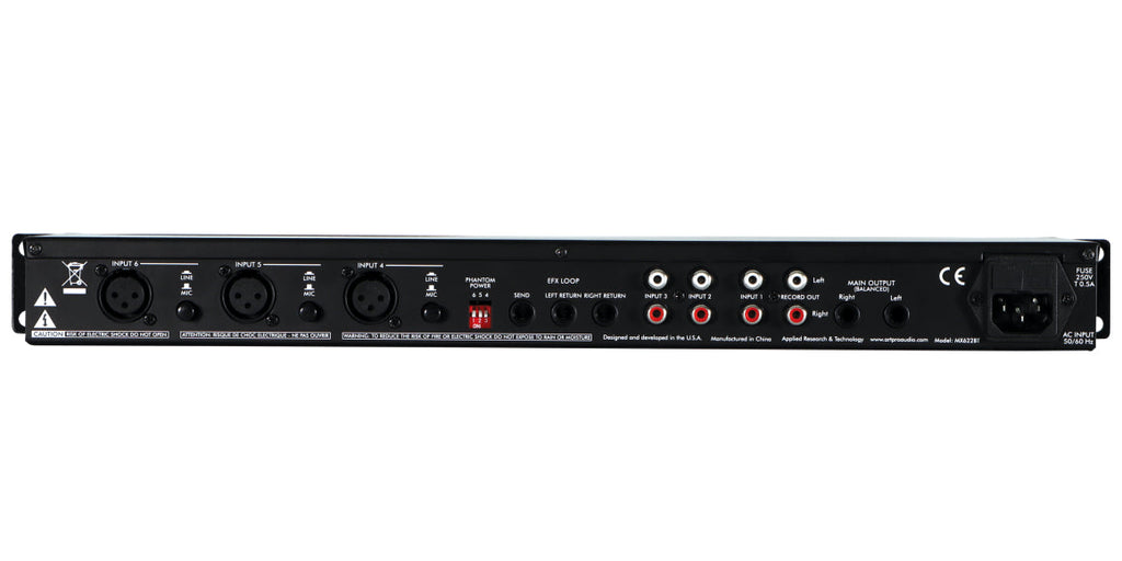ART MX622BT 6-Channel Stereo Mixer with EQ & Bluetooth