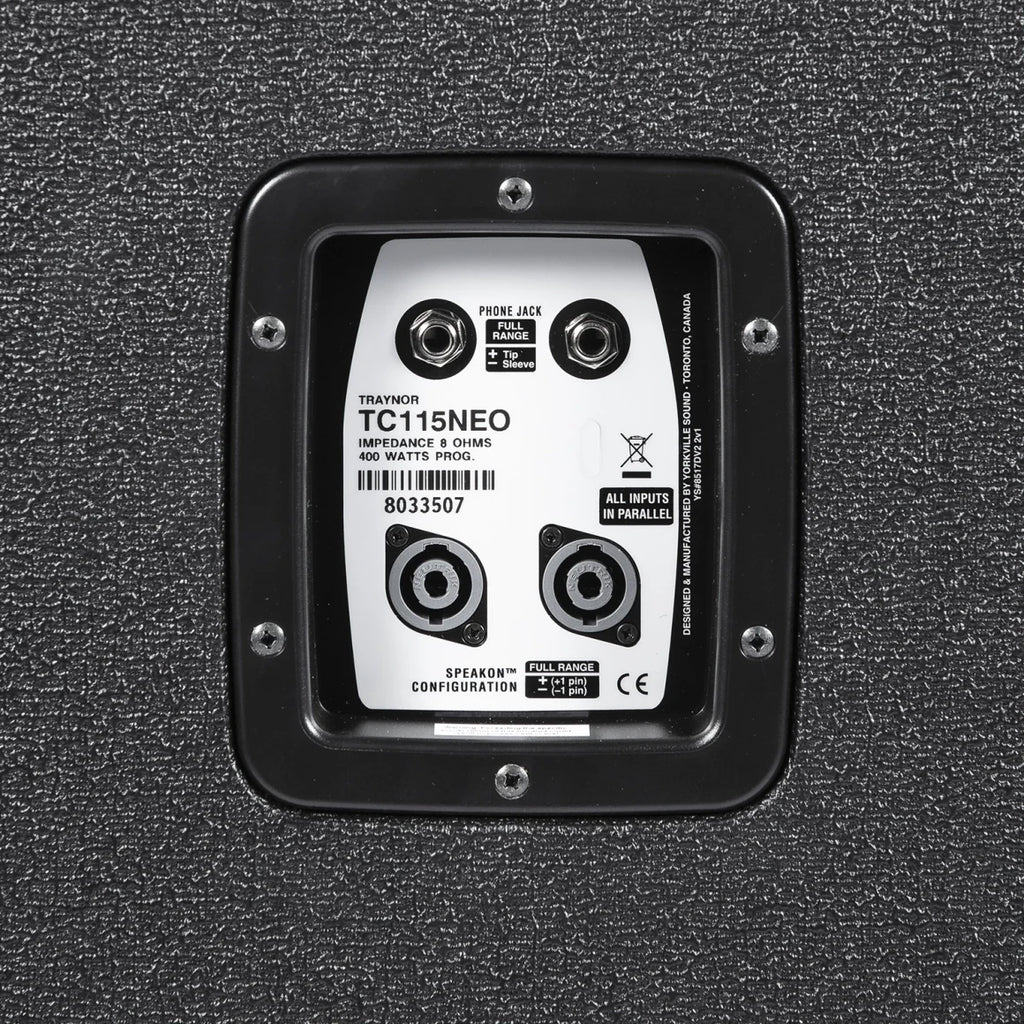 Traynor TC115NEO 1 x 15-inch Neodymium Bass Extension Cabinet – 400 Watts