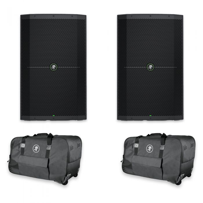 Pair of Mackie Thump215 15" 1400 Watt Powered Active DJ PA Speakers + Rolling Bag