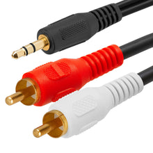 Load image into Gallery viewer, Absolute USA Y Cable Splitter 1-Mini Plug, 2-RCA Plugs (6 feet)