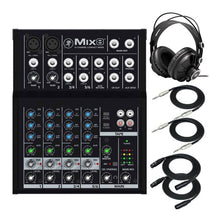 Load image into Gallery viewer, Mackie Mix8 8-Channel Compact Mixer Bundle with MR DJ Headphones, Two 1/4&quot; TRS Cables &amp;  XLR Cables