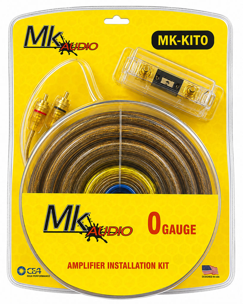 MK Audio MK-KIT0 1/0 Gauge Yellow Amplifier Installation Wiring Kit Complete 3000W Car Audio Amp Kit