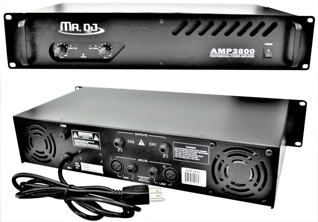 MR DJ AMP3800<BR/> 1000W MAX, 2-channel 360 watts RMS bridgeable dynamic series PA DJ power amplifier