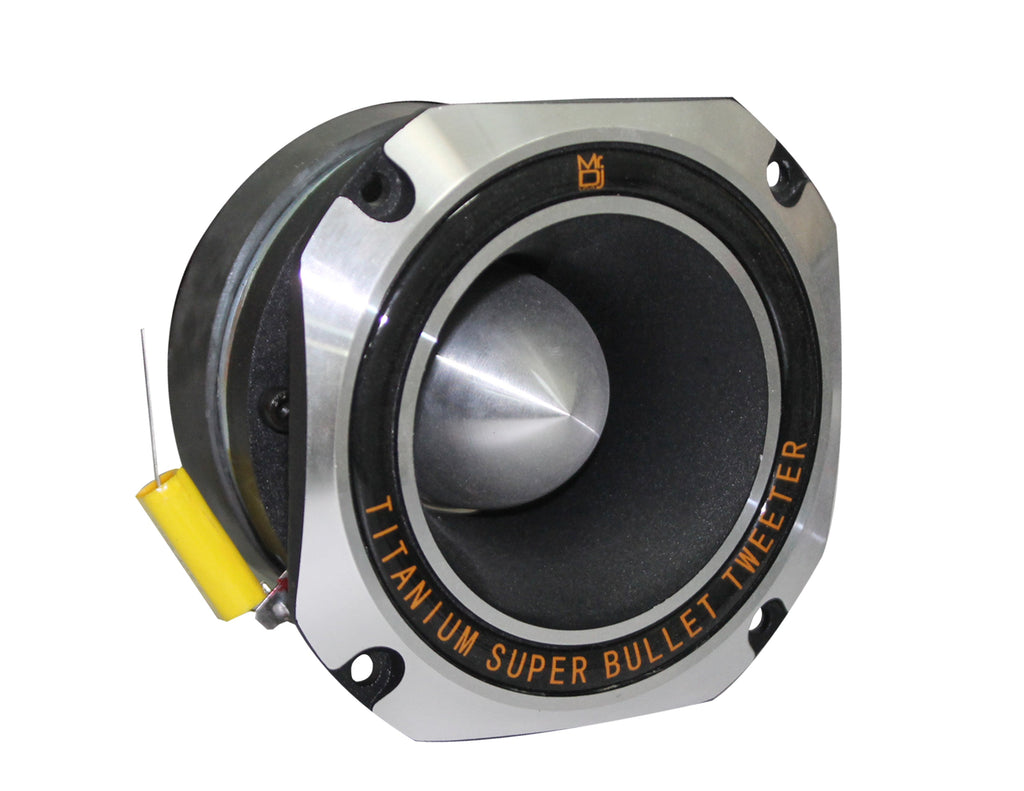 2 MR DJ HDT1000S 4-Inch Titanium Horn Bullet High Compression Tweeter for Car, Van, ATV, UTV, Marine, Boat, Motorcycle, Motorsports, and Competition