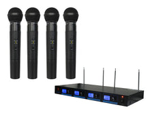 Load image into Gallery viewer, 2 Mr Dj 4 CH Pro VHF Wireless Handheld DJ KTV Stage Microphone PA 4 Mic System