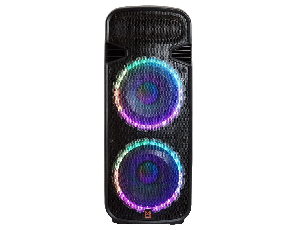 2 MR DJ PBX6300BAT 4500 Watts Dual 12" Rechargeable PA DJ Party Speaker Bluetooth, Light, Echo, MIC