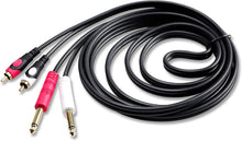 Charger l&#39;image dans la galerie, Mr DJ CDQR12 12 Feet Dual 1/4&quot; TS Mono to Dual RCA Male Pro DJ PA Audio Cable