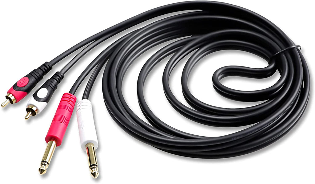 CDQR3 3 Feet Dual 1/4" TS Mono to Dual RCA Male Pro DJ PA Audio Cable