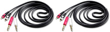 Charger l&#39;image dans la galerie, 2 Pair Mr DJ CDQR25 25 Feet Dual 1/4&quot; TS Mono to Dual RCA Male Pro DJ PA Audio Cable