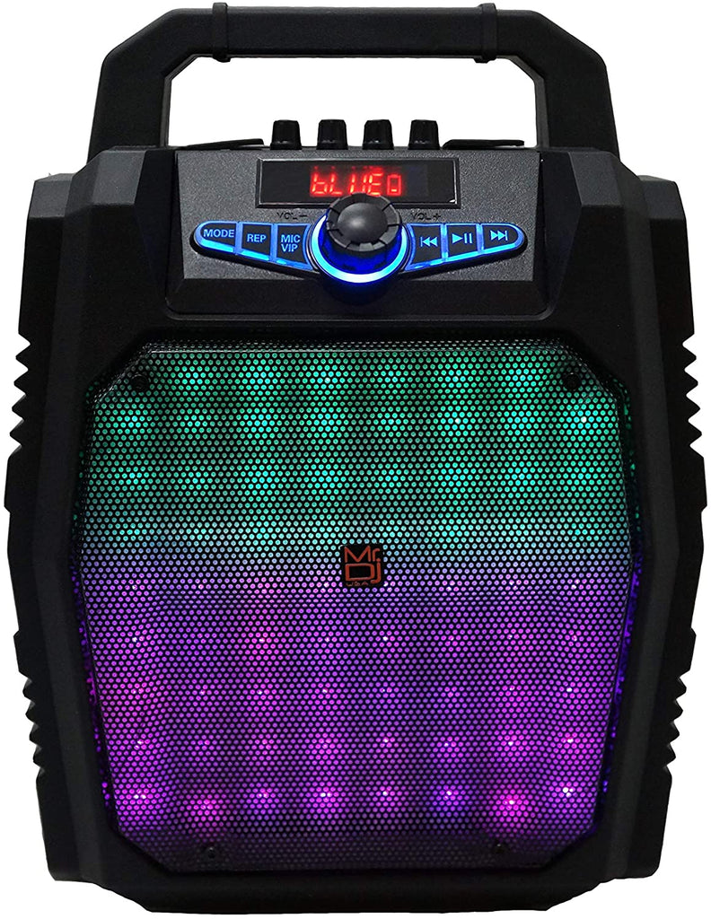 MR DJ PARTY ROCK 8" Speaker System Bluetooth Big Led Portable Stereo Tailgate