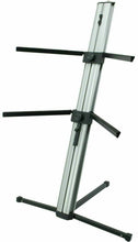 Charger l&#39;image dans la galerie, MR DJ PRO KS1000 Professional 2-Tier Column Keyboard Stand Silver W 5/8&quot; Mic Mount