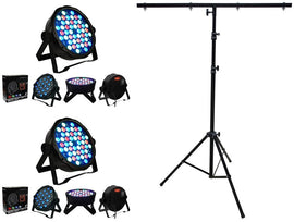 MR DJ LS100 Stand & 2 MEGA354 Slim Disco DJ Party Club Stage Show Lighting Flat Par Wash Lighting