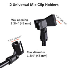 Charger l&#39;image dans la galerie, MR DJ MS500 Universal Heavy-Duty Tripod Microphone Stand with Mic Holder Clips