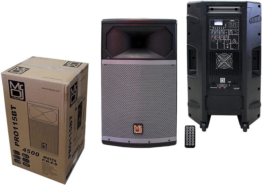 MR DJ PRO115BT PA DJ Powered Speaker <br/>Professional PRO PA DJ 15” 2-Way Full-Range Powered/Active DJ PA Multipurpose Live Sound Loudspeaker