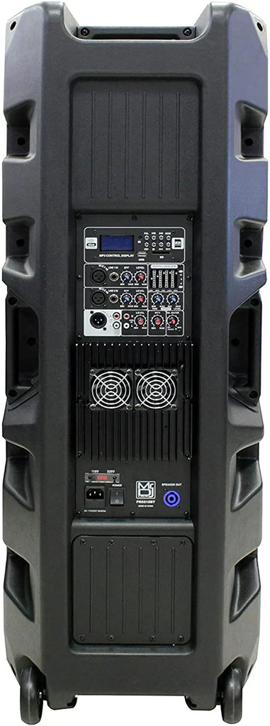 Mr Dj PRO215BT PRO PA DJ Dual 15" Active Full Range Powered Speaker 2" Display