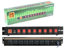 Load image into Gallery viewer, MR DJ PSC250 Rack Mountable 8 Port Power Switcher Surge Protectors Red Toggles ON / OFF Power Center, Power Strip, Power Supply, AC 110V/220V Outlet Surge Protector