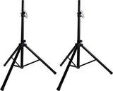 MR DJ Professional PA DJ 2 tripod speaker stands,4-6ft Adjustable Height, 35mm Compatible Insert, for stage/studio monitor/home