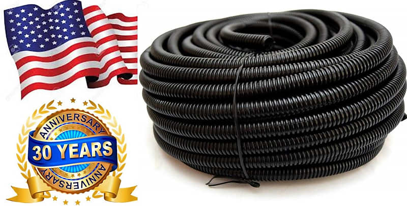 American Terminal 100 Ft 5/8" Split Wire Loom Conduit Polyethylene Tubing Black Color Sleeve Tube