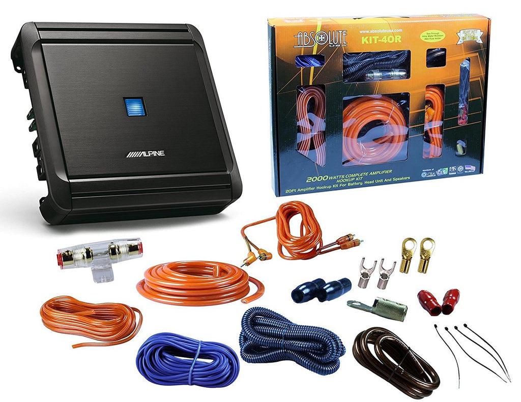 Alpine S-A60M 500W Class D Monoblock Amplifier + KIT4 4 Gauge Amplifier Kit