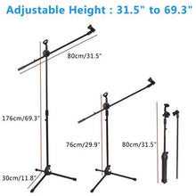 Load image into Gallery viewer, 2 Microphone Stands Adjustable Boom Stage or Instrument with Mic Holder Clips &amp; Carry Bag