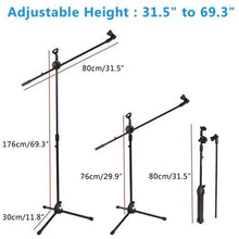 Load image into Gallery viewer, MR DJ MS600PKG 2 Microphone Stands Adjustable Boom Stage with Mic Holder Clips &amp; Carry Bag