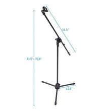 Load image into Gallery viewer, 2 Microphone Stands Adjustable Boom Stage or Instrument with Mic Holder Clips &amp; Carry Bag