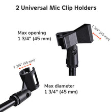 Load image into Gallery viewer, MR DJ MS600PKG 2 Microphone Stands with Mic Holder Clips &amp; Carry Bag