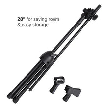 Load image into Gallery viewer, 2 Microphone Stands Adjustable Boom Stage or Instrument with Mic Holder Clips &amp; Carry Bag