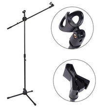 Load image into Gallery viewer, MR DJ MS600PKG 2 Microphone Stands Adjustable Boom Stage with Mic Holder Clips &amp; Carry Bag