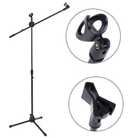 MR DJ MS500 Universal Heavy-Duty Tripod Microphone Stand with Mic Holder Clips