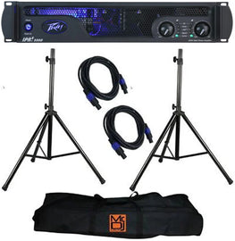 Peavey IPR2 7500 2-channel 7500W Lightweight Power Amplifier + 2 Speaker Stand Bundle