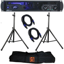 Load image into Gallery viewer, Peavey IPR 2 2000 2-Channel Lightweight 2000W Power Amplifier + 2 Speaker Stand Bundle