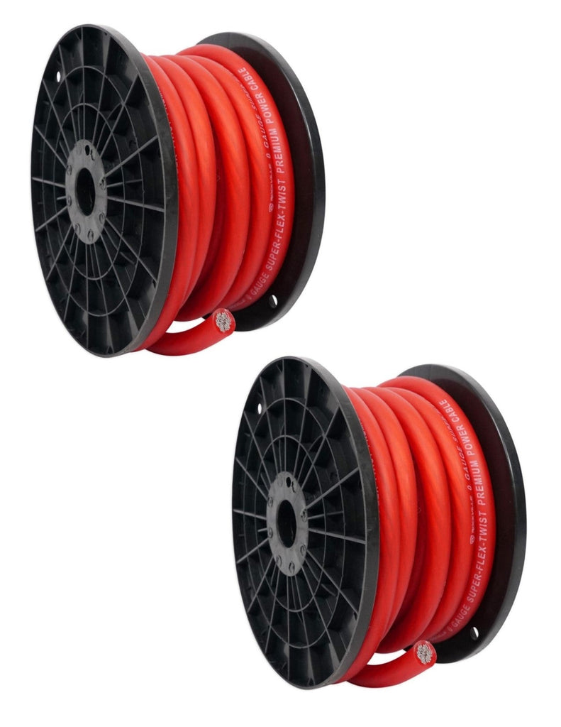 2 XP Audio SPW-0-50RD 1/0 Gauge Red Power Ground Cable 50 FT (100 Feet Total) Xtreme Twisted Battery Wire Cables