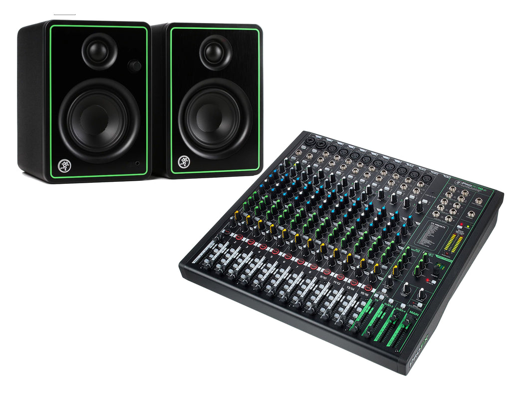 Mackie CR4-XBT Studio Monitor + ProFX16v3 16-CH Mixer USB Effects