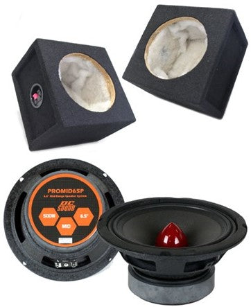 2 DC Sound PROMID65P 6.5" 500W Mid-Range Aluminum Bullet Loudspeaker + Flat Box