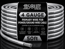 Charger l'image dans la galerie, Absolute PROP4G50SL Pro Series Silver 50 Feet 4 Gauge Ultra Flexible Power/Ground Battery Amp 12V Cable Wire