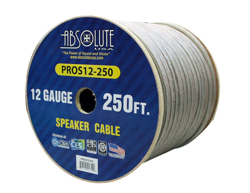 Absolute USA PROS14500 14 Gauge Speaker Wire 500' 14 Gauge PRO PA DJ Car Home Marine Audio Speaker Wire Cable Spool