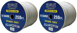 2 Absolute USA PROS12250 12 Gauge Speaker Wire 250' PRO PA DJ Car Home Marine Audio Speaker Wire Cable Spool