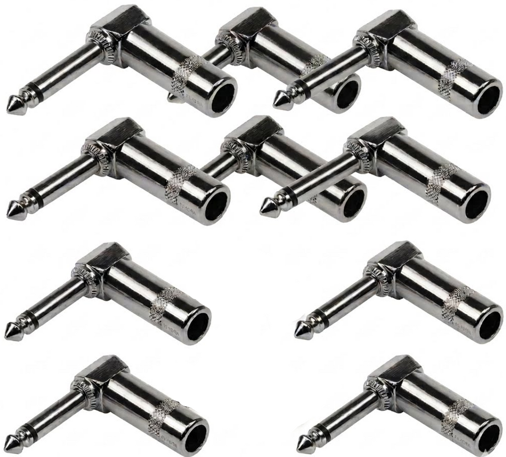 MR DJ QAM10 10-Piece 1/4" Right-Angle Stereo Male Audio Plug Connectors