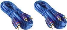 Load image into Gallery viewer, 2 Absolute RCA20 20 Ft 2 Male to 2 Male 2-Channel Blue Twisted Car Amplifier Stereo or Home Audio RCA Audio Interconnect Cable
