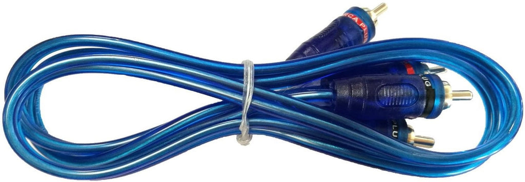 ABSOLUTE 6 Ft 2 Ch Blue Twisted Car Amp Gold RCA Jack Cable Interconnect