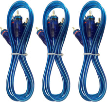 Load image into Gallery viewer, 3 ABSOLUTE 3 Ft 2 Ch Blue Twisted Car Amp Gold RCA Jack Cable Interconnect