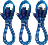 3 ABSOLUTE 6 Ft 2 Ch Blue Twisted Car Amp Gold RCA Jack Cable Interconnect