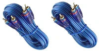 2 Absolute 3 Ft 2 Ch Blue Twisted Car Amp Gold RCA Jack Cable Interconnect