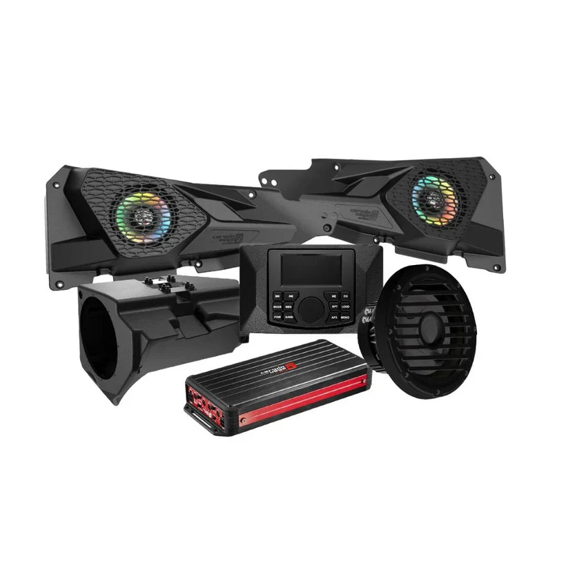 Cerwin Vega RPMRZRKD22 2014+ RZR XP Front Speaker Kit with 4 Ch Digital Amplifier, CMR3 Media Audio Player, and 10” Sealed Marine Subwoofer