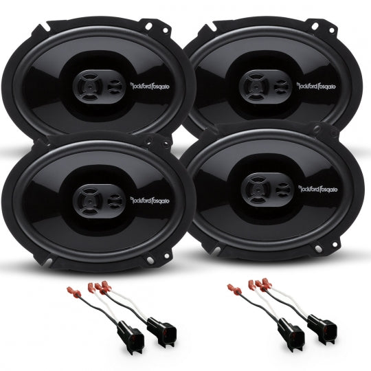 2004-14 Ford F150 Rockford Fosgate Punch Package w Amplifier & 6x8" Speakers (4) P1683 6" x 8" 3Way Coaxial Car Speakers + P400X4 4Channel Class AB Full Range Amplifier + (4) Speaker Adapter Harnesses